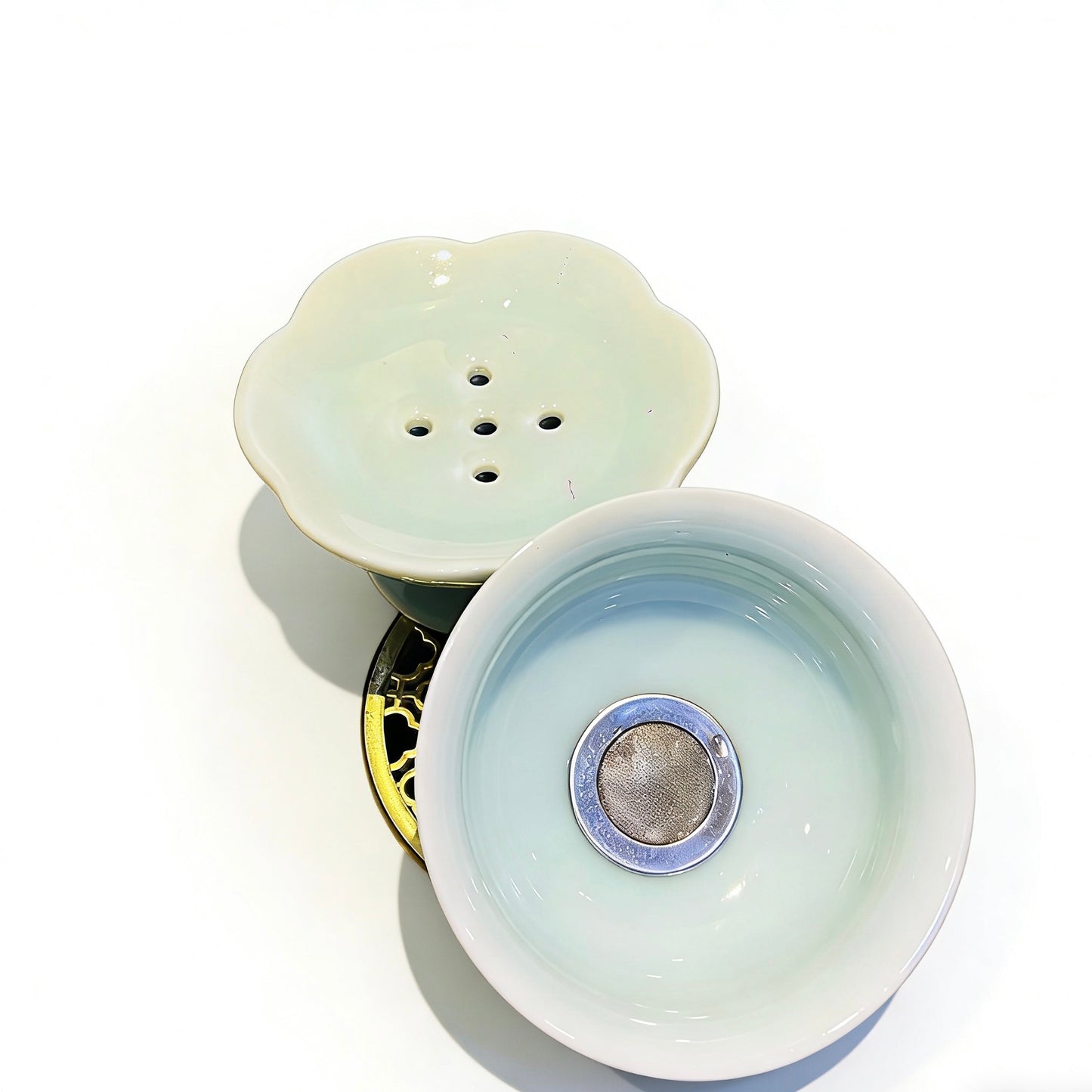 Longquan Celadon Kung Fu Tea Ceremony Accessories: Tea Strainer & Holder Set