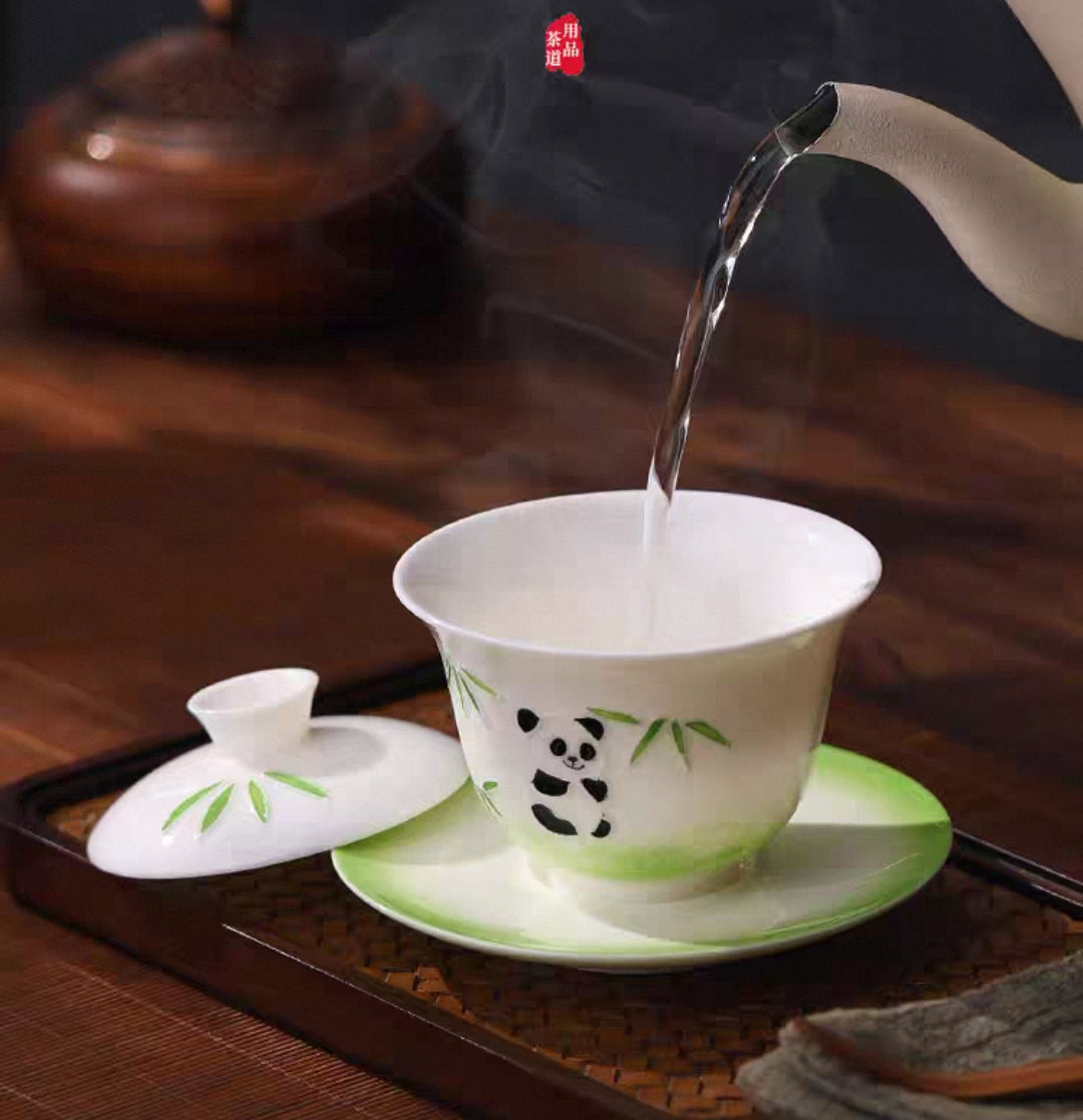 3D and Hand Painting Panda Patterns Gaiwan