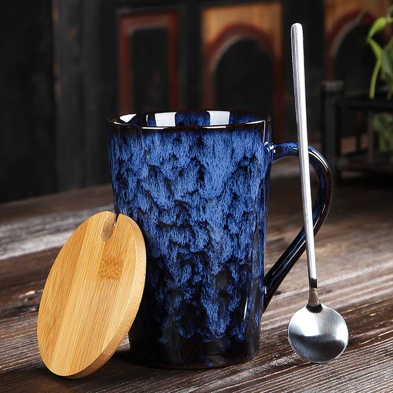 Large-Capacity Ceramic Mug with Lid and Spoon - Creative, Personalized Daily Water Cup