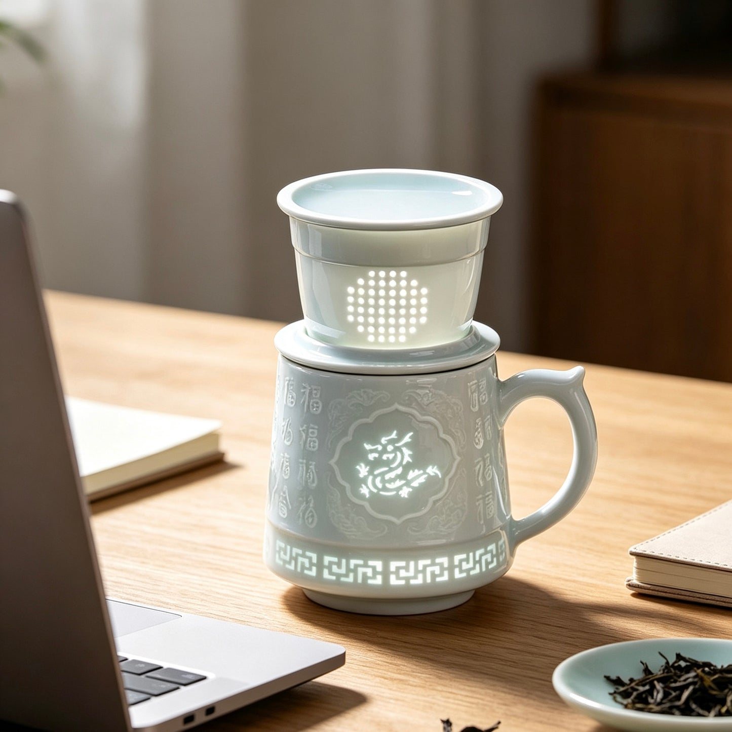 Jingdezhen Linglong Porcelain Zodiac Tea Mug-Brew Tea Easily
