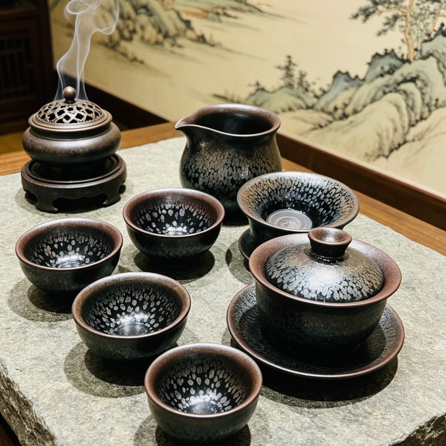 Black Porcelain Jianzhan Youdi ( oil spot) Kung Fu Teaset-Master Handmade Teaset for Professional Tea Drinkers