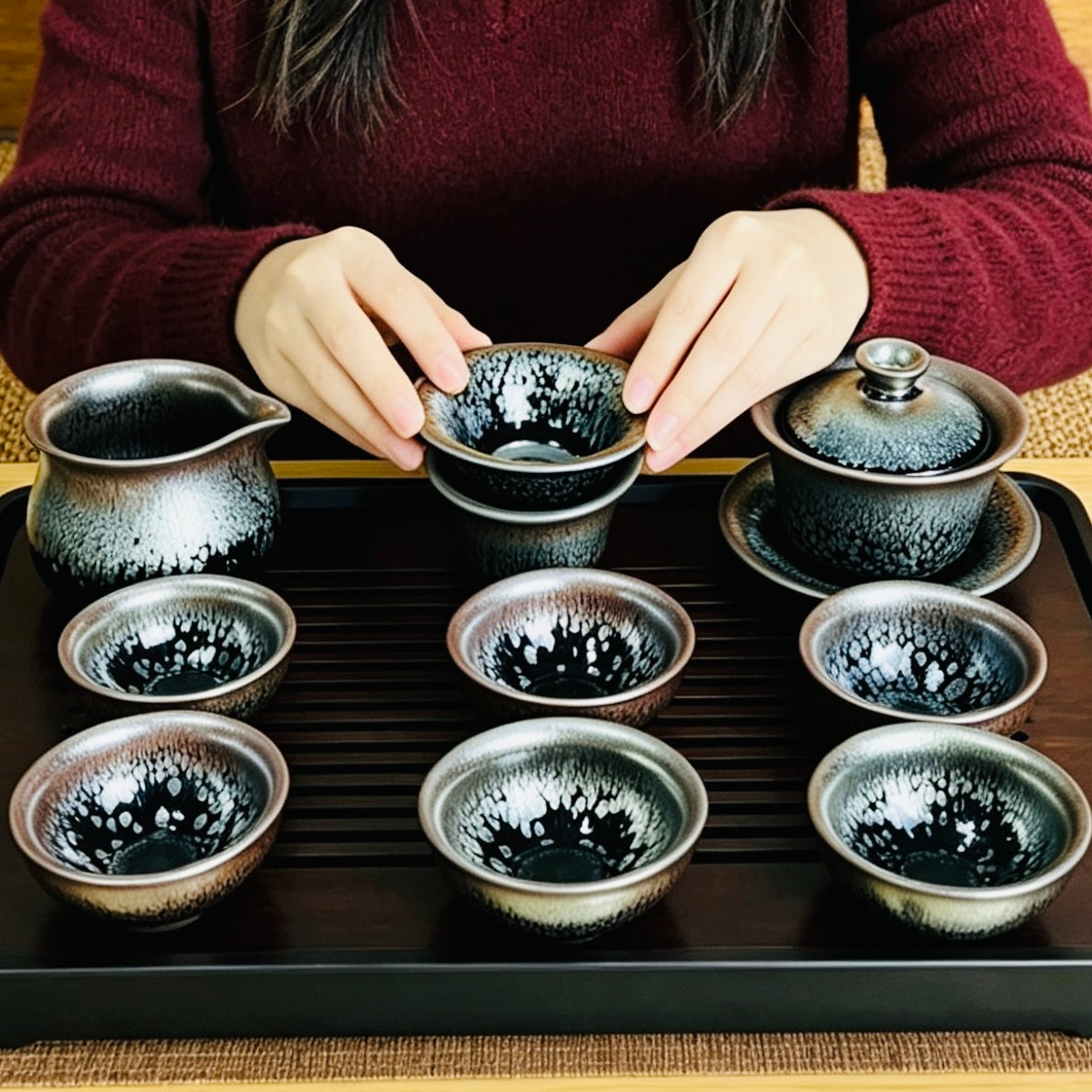Black Porcelain Jianzhan Youdi ( oil spot) Kung Fu Teaset-Master Handmade Teaset for Professional Tea Drinkers