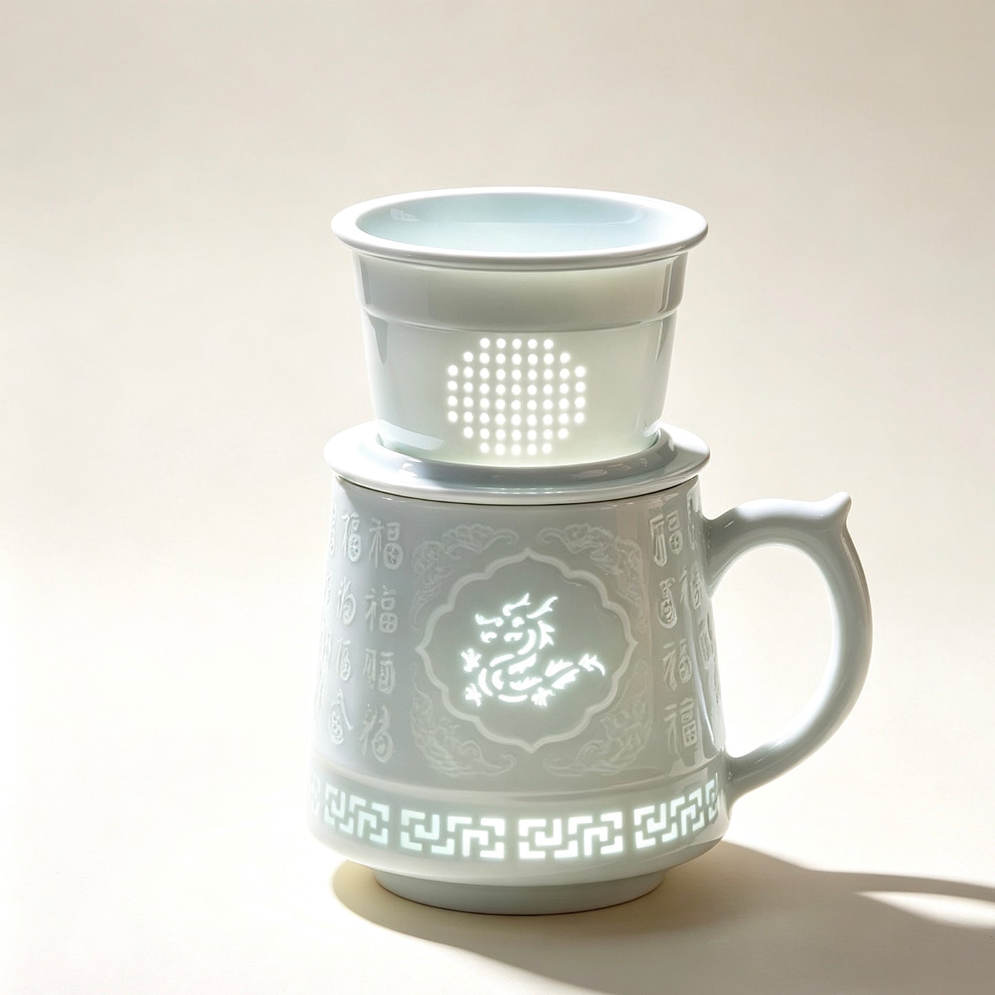 Jingdezhen Linglong Porcelain Zodiac Tea Mug-Brew Tea Easily