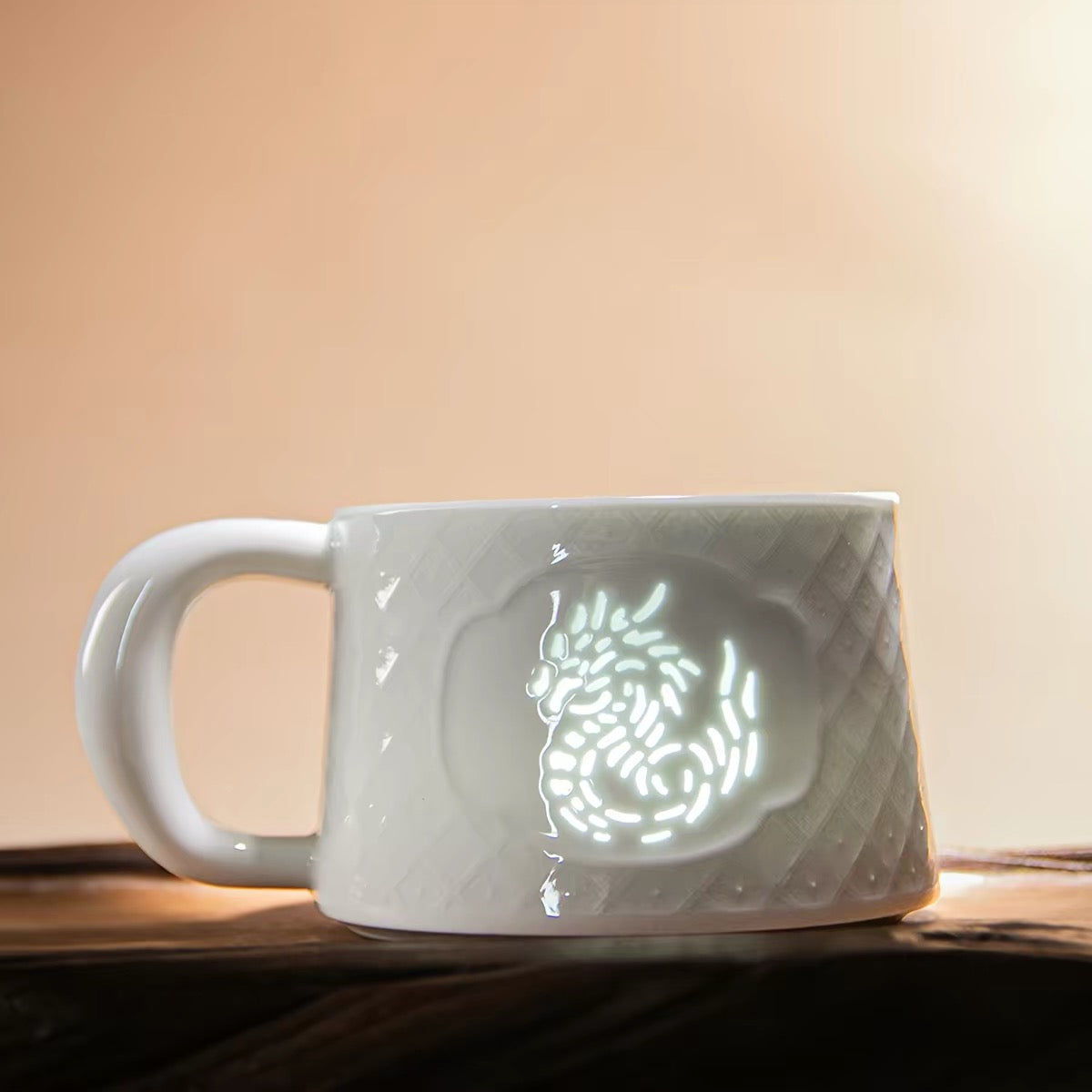 Jingdezhen Linglong Porcelain Zodiac Mug Chinese Long （Dragon Pattern）