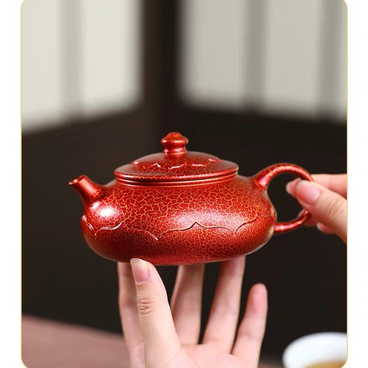 Authentic Yixing Zisha Teapot | Handmade High‑Temperature Shell‑Fired Lotus Lantern Kung Fu Tea Pot