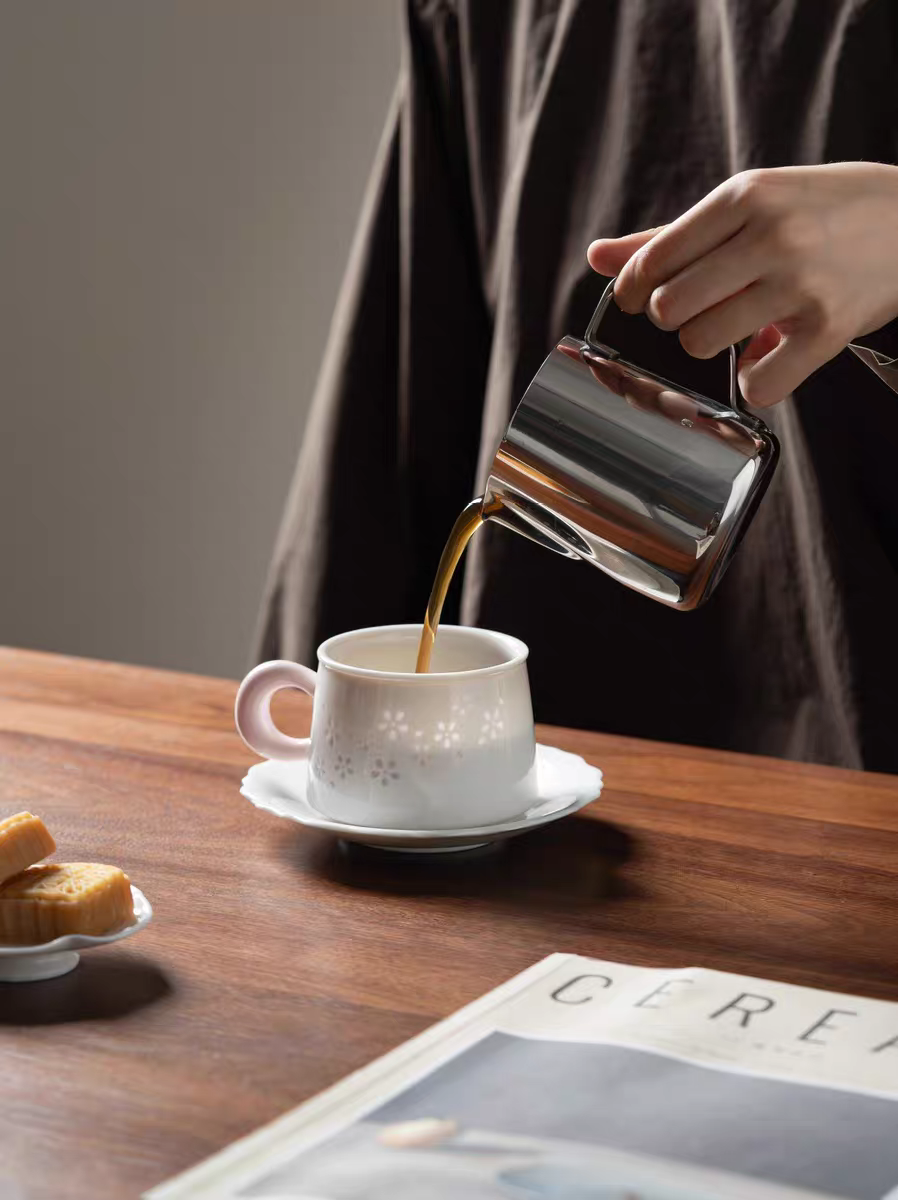 Exquisite Linglong Porcelain Cup Set - Gift Box for Coffee, Tea & Milk