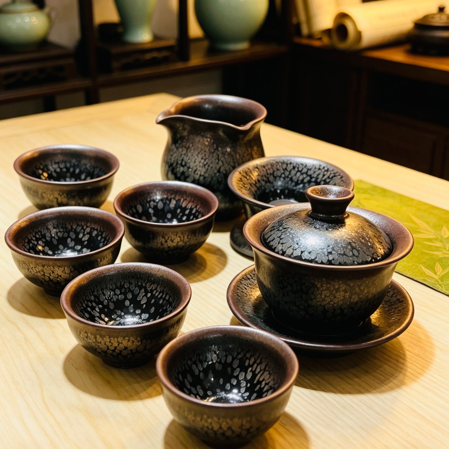 Black Porcelain Jianzhan Youdi ( oil spot) Kung Fu Teaset-Master Handmade Teaset for Professional Tea Drinkers