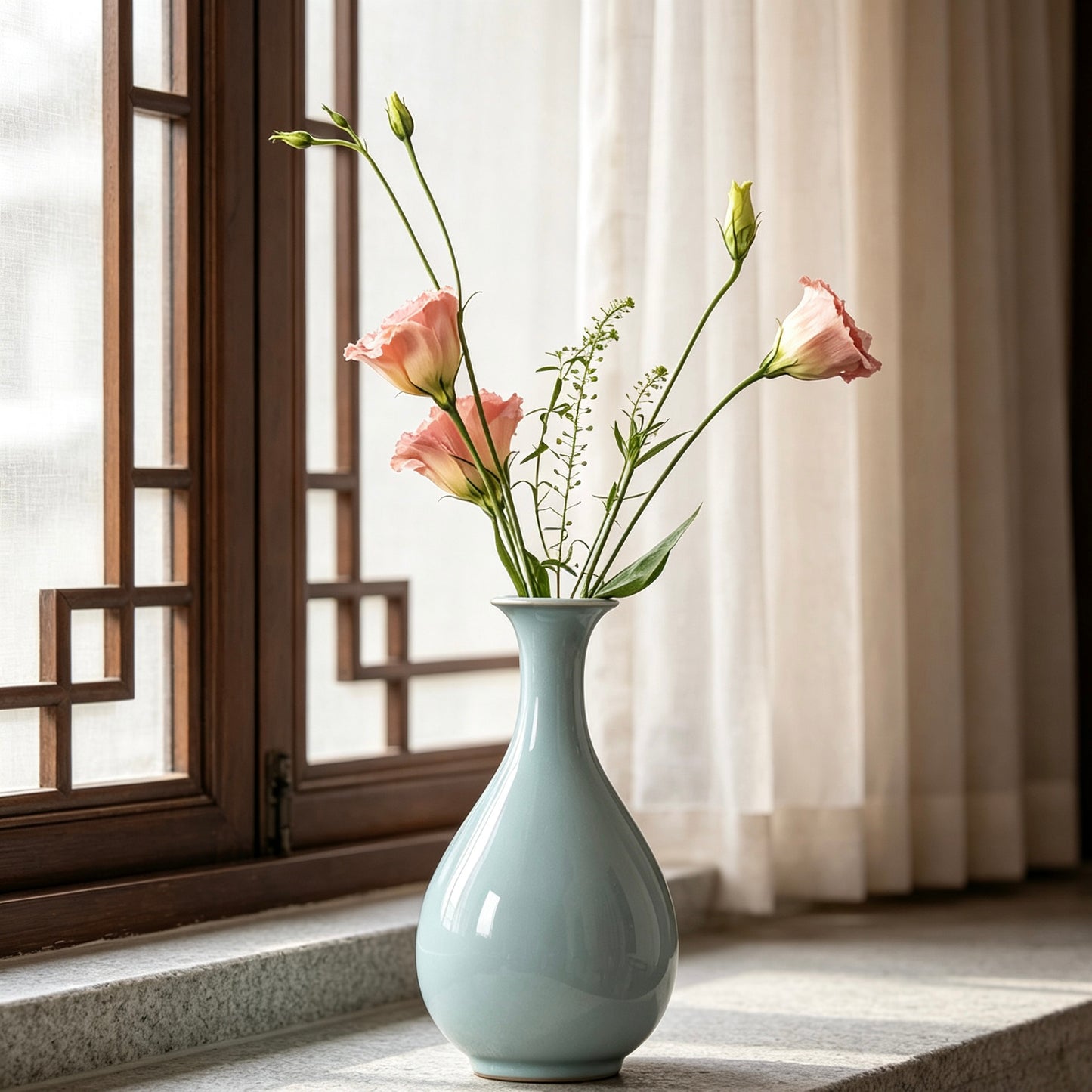 Hansculture Longquan Celadon Jade Pot Spring Vase - Simple Ceramic Flower Vase— Elegant Longquan celadon jade pot spring vase, handcrafted with traditional techniques for minimalist home decor.