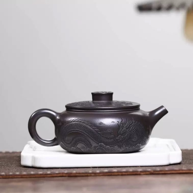 Authentic Yixing Zisha Teapot: Tiger Roar & Dragon Chant Fu Yun Bian Gu Teapot