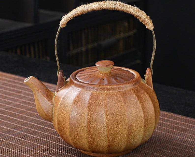 Round the stove boiling tea teapot pumpkin shape boiling kettle 600cc