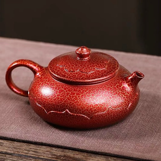 Authentic Yixing Zisha Teapot | Handmade High‑Temperature Shell‑Fired Lotus Lantern Kung Fu Tea Pot