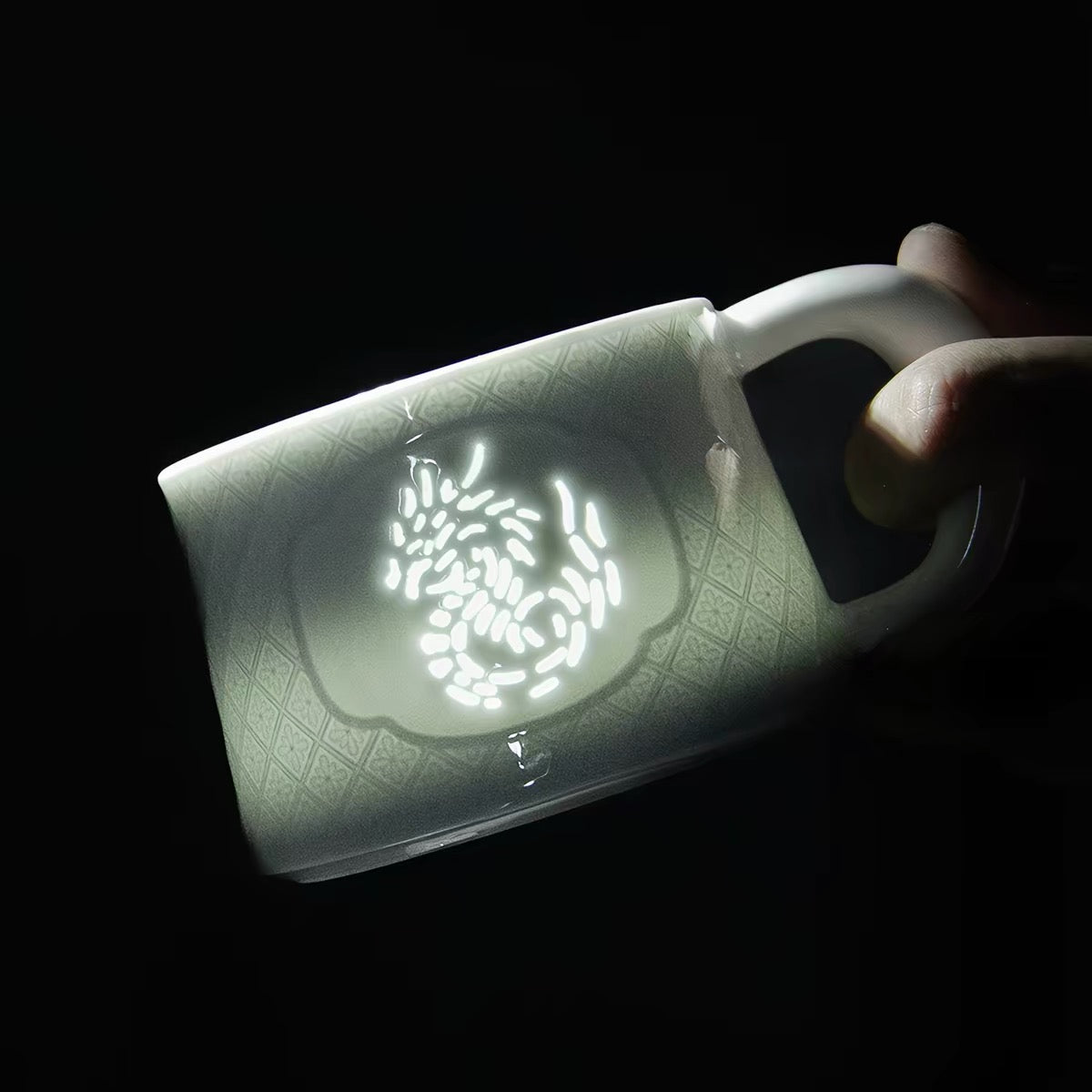 Jingdezhen Linglong Porcelain Zodiac Mug Chinese Long （Dragon Pattern）