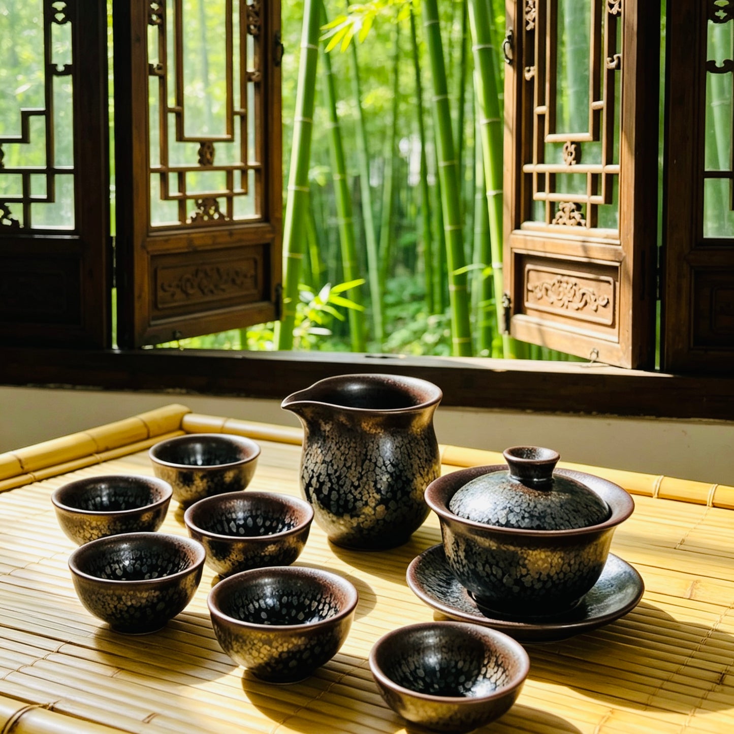 Black Porcelain Jianzhan Youdi ( oil spot) Kung Fu Teaset-Master Handmade Teaset for Professional Tea Drinkers