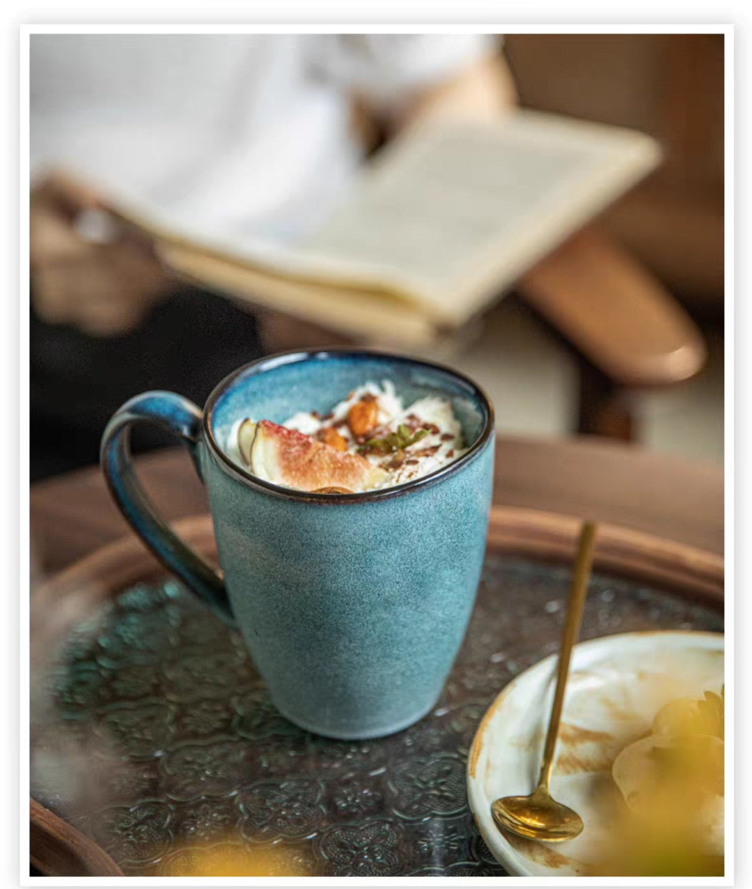 Blue Kiln-Changed Glaze Ceramic Mug - 450ml Masculine Design Coffee Cup, Office/Everyday Tea Mug for Men