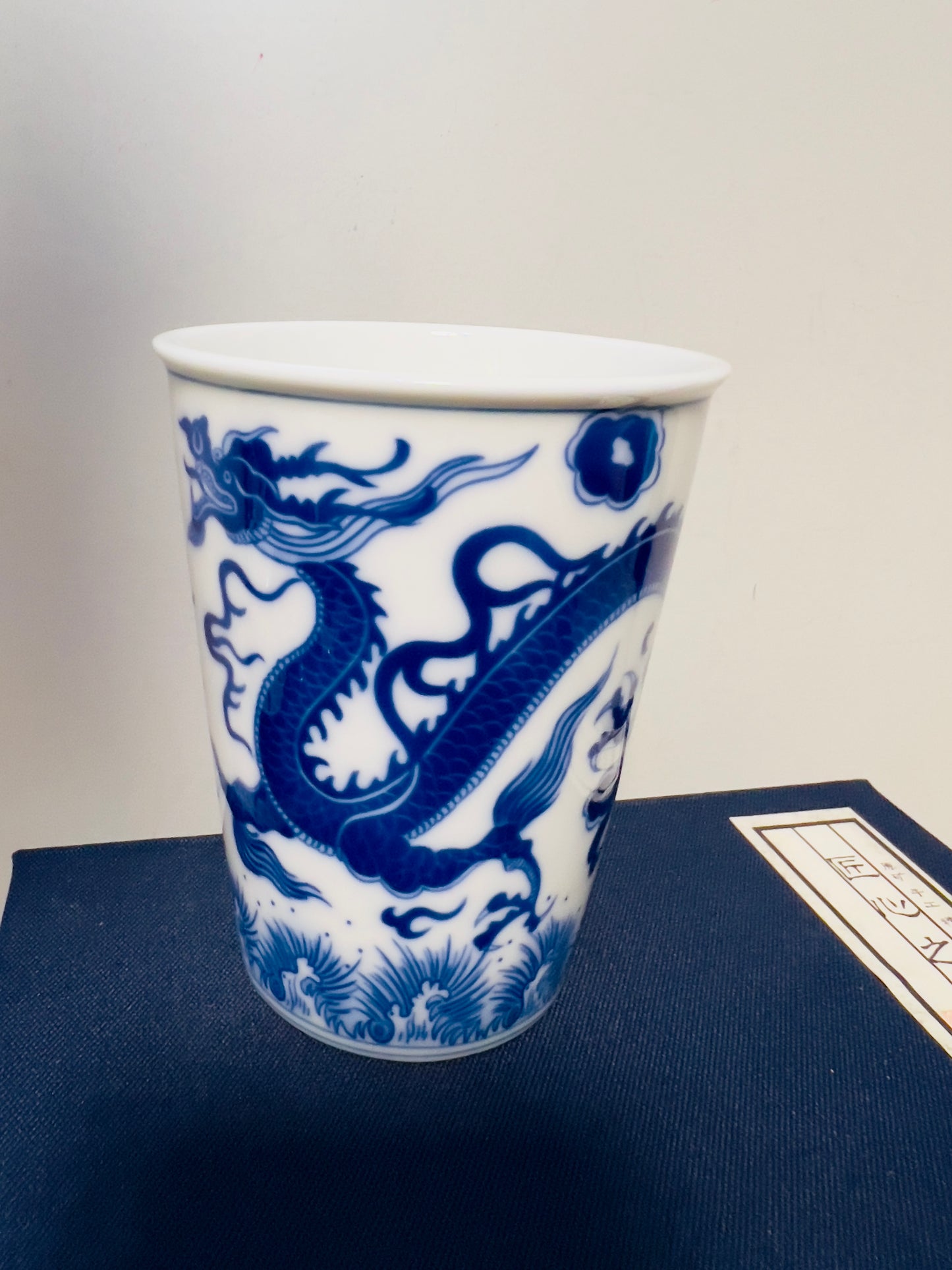 White and Blue Porcelain Dragon and Phoenix the Couple Set Beer Cup