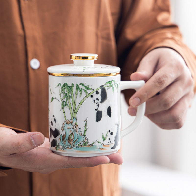 Panda Suet Jade Ceramic Simple Tea Cup Set